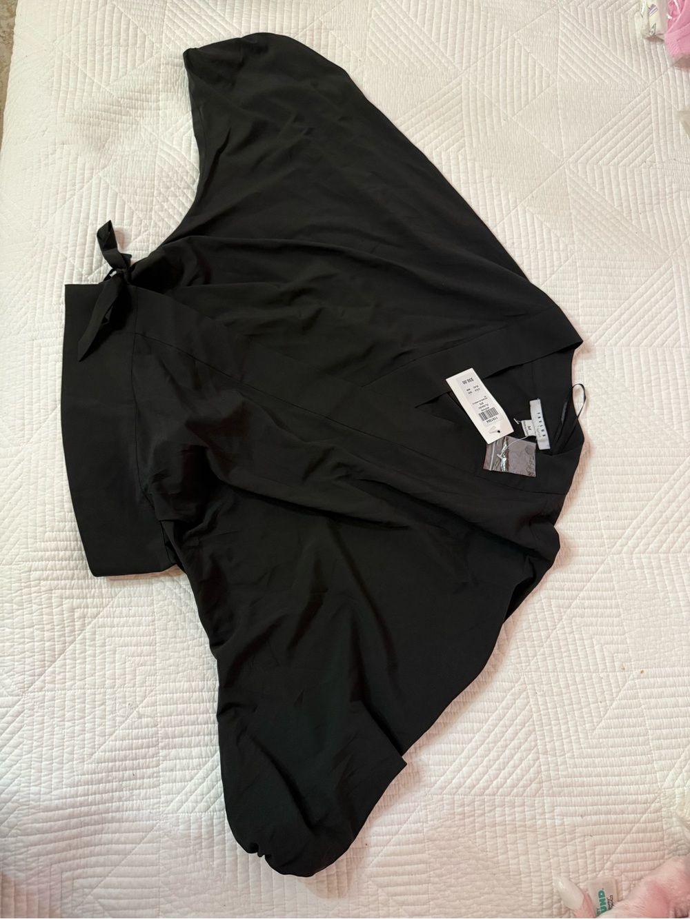 FAVLUX Black Blouse with Tie Sleeve